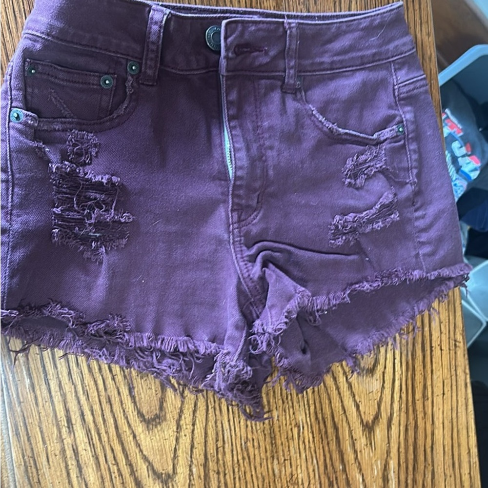 American Eagle Outfitters Purple Distressed Jean Shorts